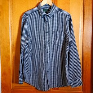 DAVID TAYLOR M BLACK & WHITE STRIPPED PLAID LONG SLEEVE BUTTON…